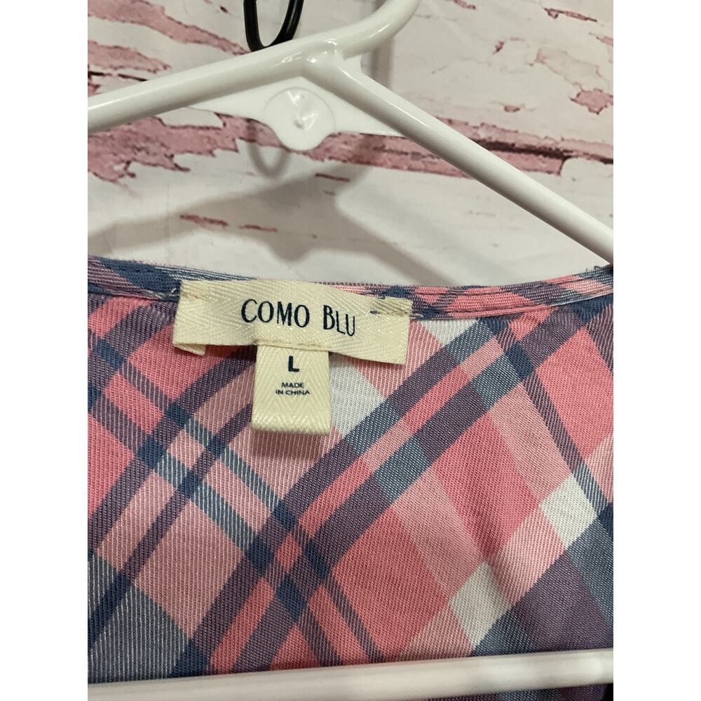 Como Blu Size Large Blouse Plaid - Picture 3 of 9